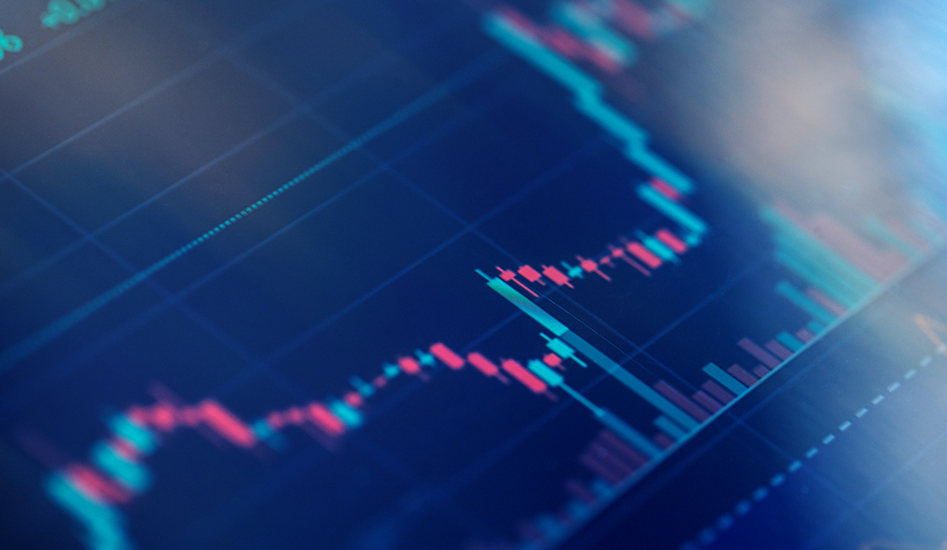 Close-up image of a stock chart on a computer screen, highlighting key data points and market performance indicators.
